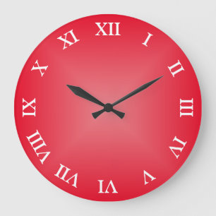 Red Angular Ombre Arabic or Roman Numeral Large Clock