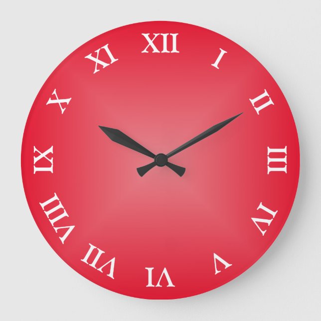 Red Angular Ombre Arabic or Roman Numeral Large Clock (Front)