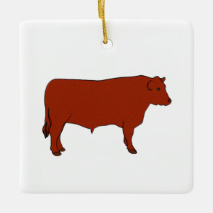 Red Angus Bull Ceramic Ornament