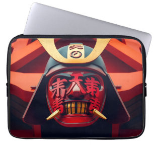 Red anime samurai mask laptop sleeve