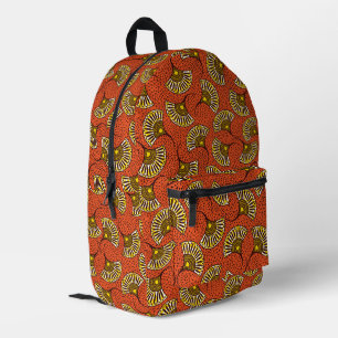 Red Ankara Fan Pattern Printed Backpack