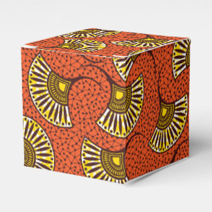 Red Ankara Fan Print Favour Box