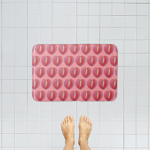 Red Anthurium Flower Seamless Pattern on Bath Mat