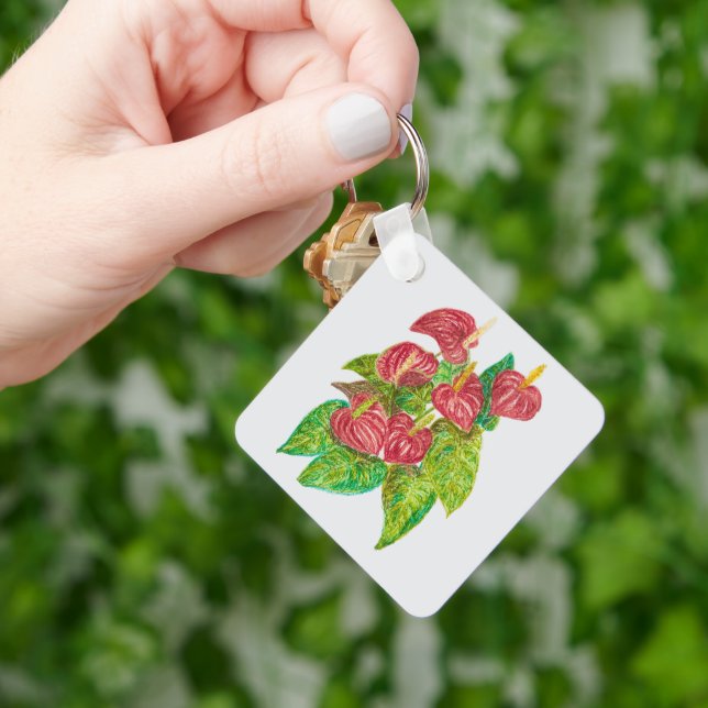 red anthurium flowers key ring (Hand)