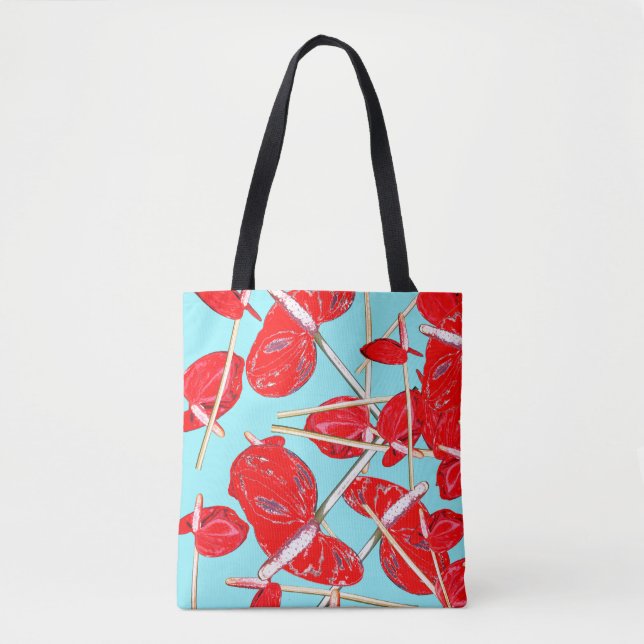 Red Anthurium Flowers Pattern Tote Bag (Front)