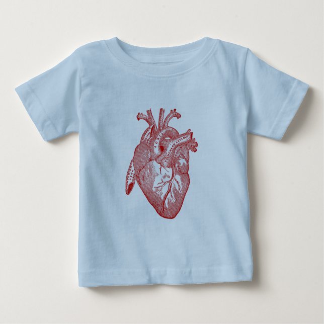 Red Antique Anatomical Heart Baby T-Shirt (Front)