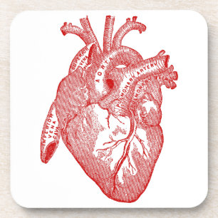Red Antique Anatomical Heart Coaster