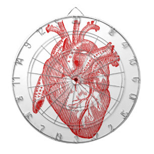 Red Antique Anatomical Heart Dartboard