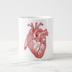 Red Antique Anatomical Heart Large Coffee Mug