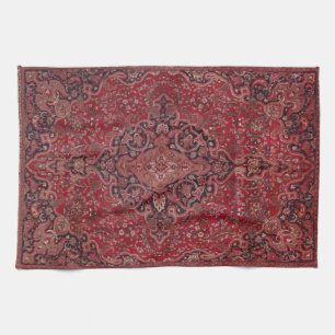  Red Antique Carpet Tea Towel