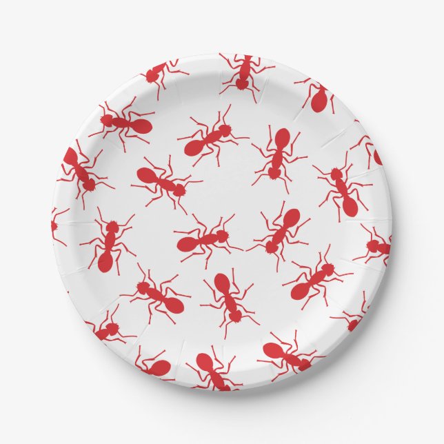 Red ants, ant nest. Halloween party Paper Plate (Front)