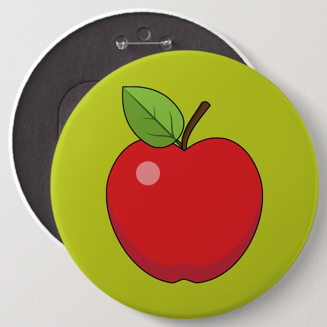 Red Apple 6 Cm Round Badge (Front & Back)
