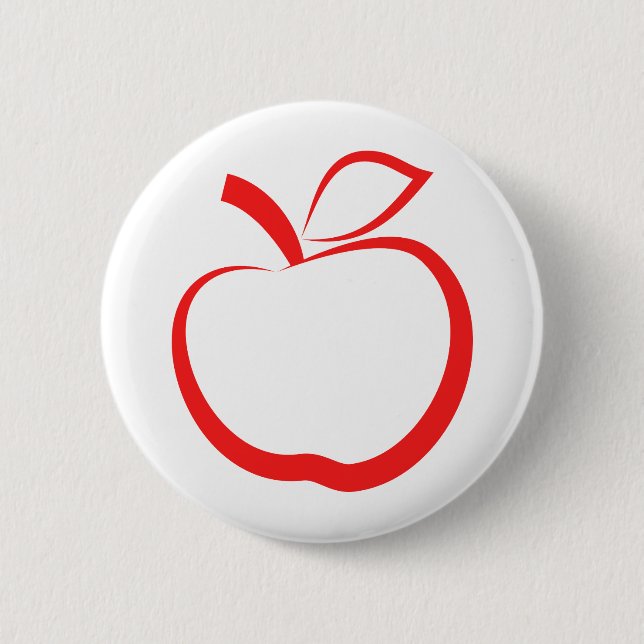 Red Apple 6 Cm Round Badge (Front)
