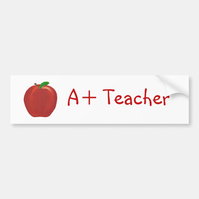 Red Apple, A+ Teacher bumper stickers (Front)