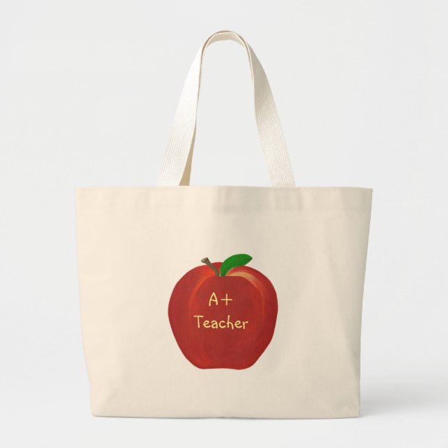 Red Apple, A+ Teacher, canvas bags (Front)