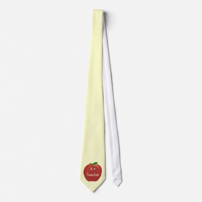 Red Apple, A+  Teacher ties, single apple Tie (Front)