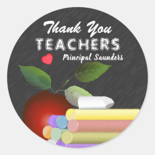 Red Apple and Chalk Teacher Appreciation Classic Round Sticker