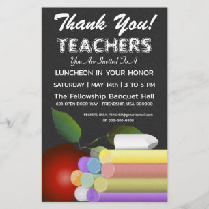 Red Apple and Chalk Teacher Appreciation Flyer