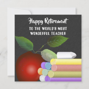 Red Apple and Chalk Teacher Retirement Card