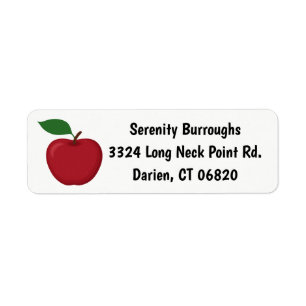 Red Apple - Autumn, Fall Wedding, Party, Teacher Return Address Label