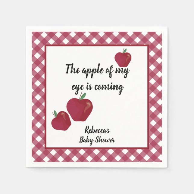 Red apple baby shower napkin (Front)