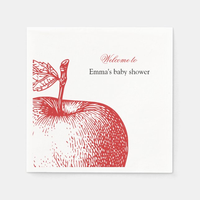 Red Apple Baby Shower Napkins (Front)