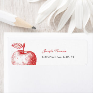 Red Apple Baby Shower Return Label Return Address Label