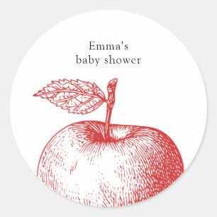 Red Apple Baby Shower Sticker