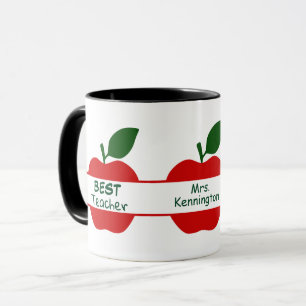 Red Apple Best Teacher Personalised Mug