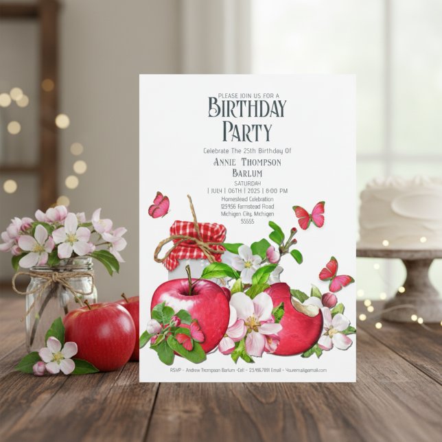 Red Apple Birthday Invitation (Red Apple Birthday Invitation )