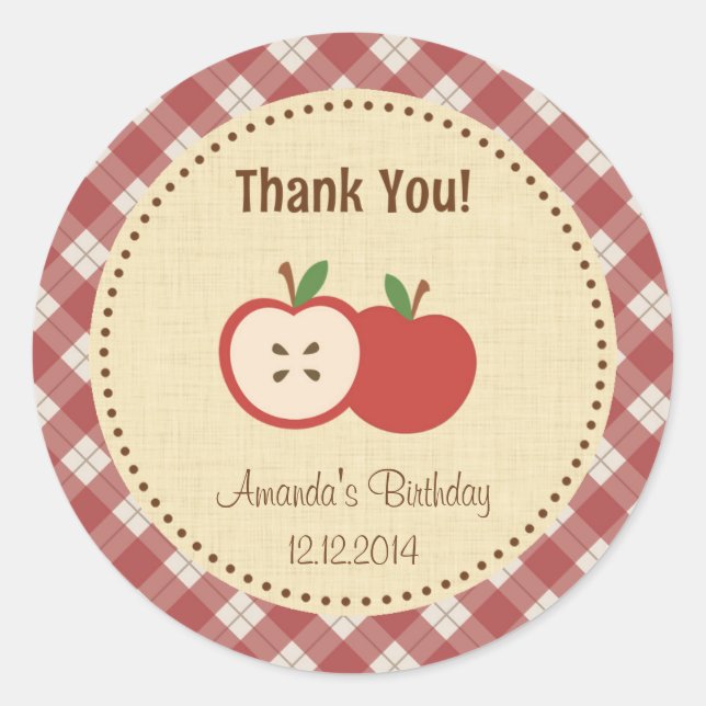 Red Apple Birthday Sticker (Front)