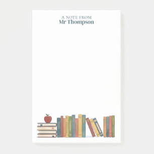 Red Apple Bookshelf Personalized Teacher Post-it Notes