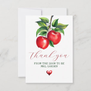 Red Apple Bridal Shower Thank You Card