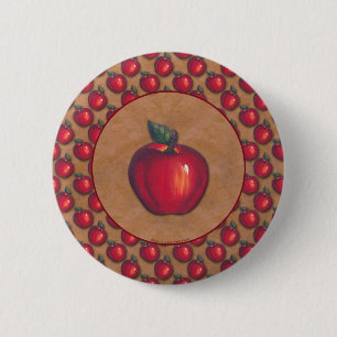Red Apple Brown 6 Cm Round Badge