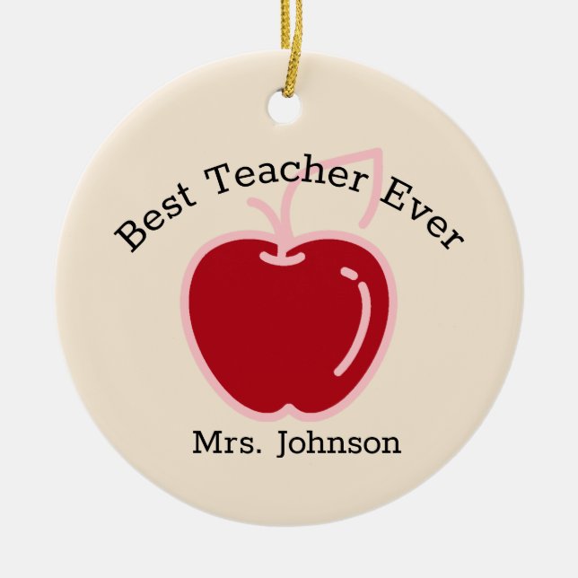 Red Apple Ceramic Ornament (Front)