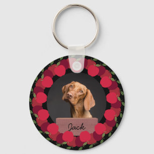 red apple christmas holiday Custom Dog Photo Key Ring