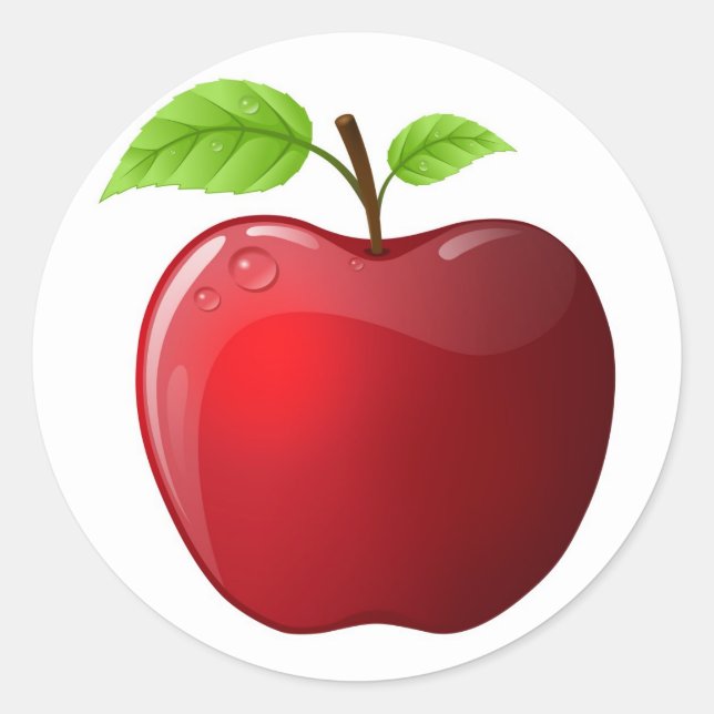 Red Apple Classic Round Sticker (Front)