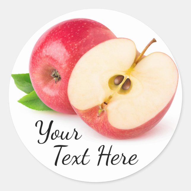 Red apple classic round sticker (Front)