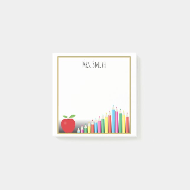 Red Apple Coloured Pencils A Note From Teacher (Front)