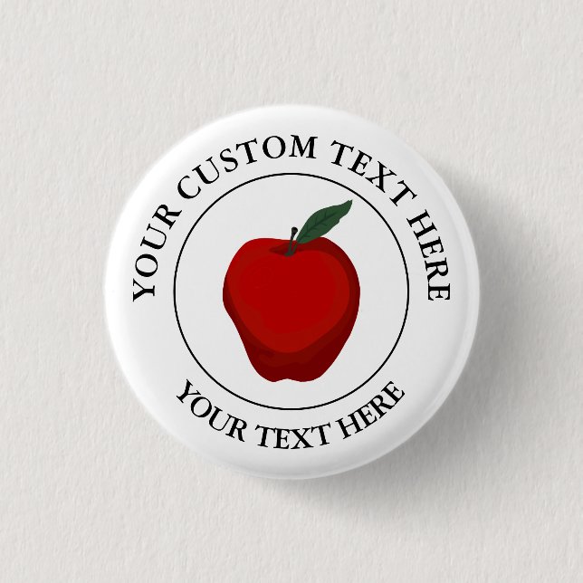 Red Apple Custom Text Logo Icon 3 Cm Round Badge (Front)