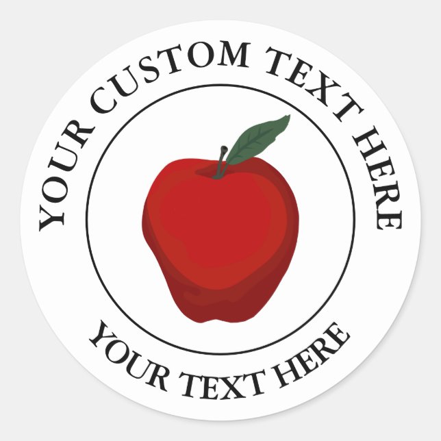 Red Apple Custom Text Logo Icon Classic Round Sticker (Front)
