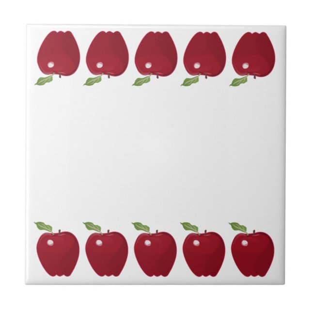 Red Apple Design Ceramic Tile (Front)