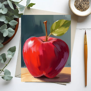Red Apple   Fruit Oil Painting Postcard