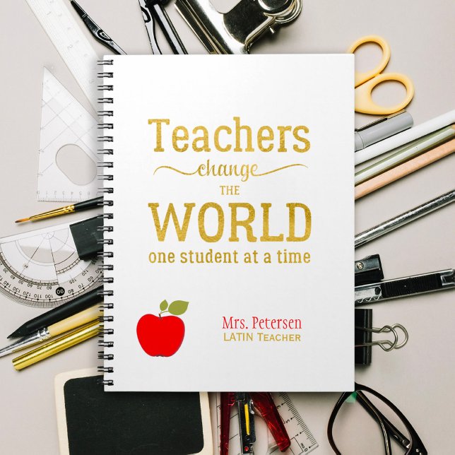 Red apple gold quote stylish university teacher notebook (Creator Uploaded)