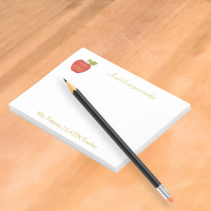 Red apple gold typography quote teacher post-it notes