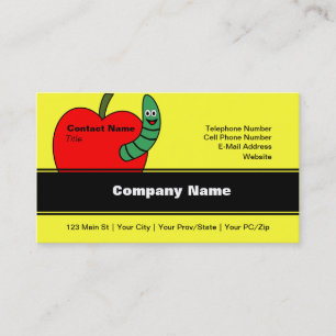 Red Apple Green Worm Business Card