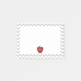 Red Apple Grey Chevron Teacher Post-it® Notes