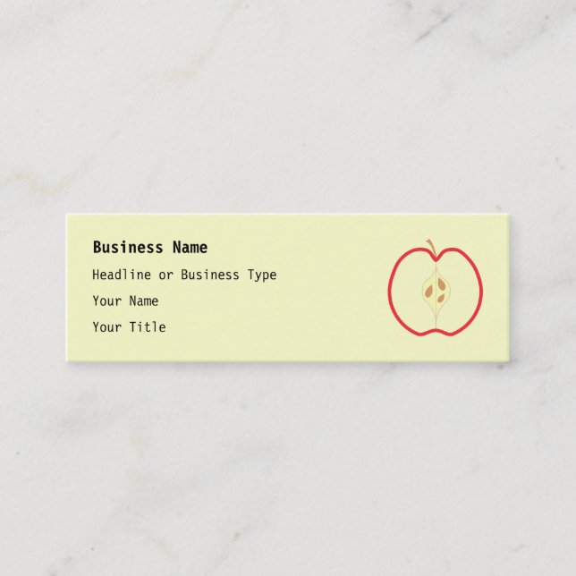 Red Apple Half, on cream background. Mini Business Card (Front)