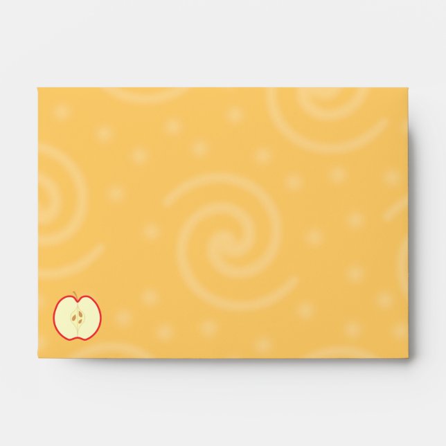 Red Apple Half. Swirl Pattern Background. Envelopes (Front)