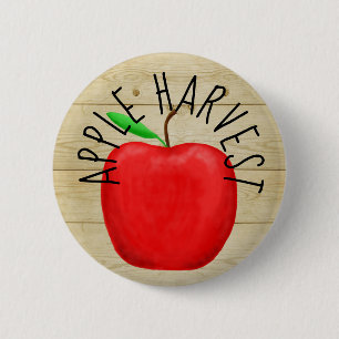 Red Apple Harvest Wooden Sign Button